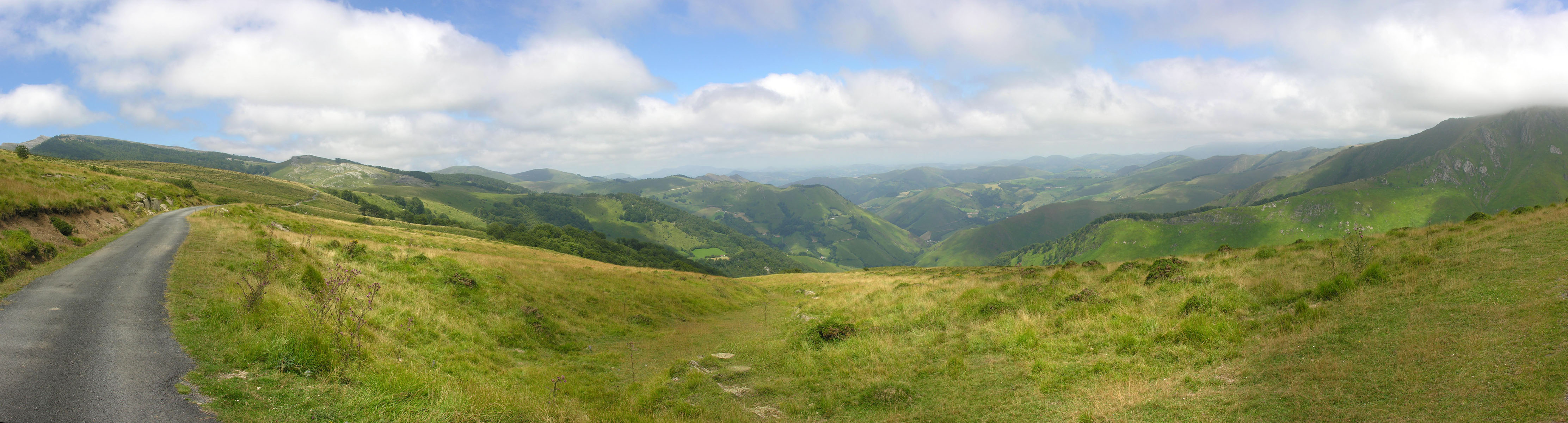 Fond rectangulaire d'un paysage de montagne avec une route